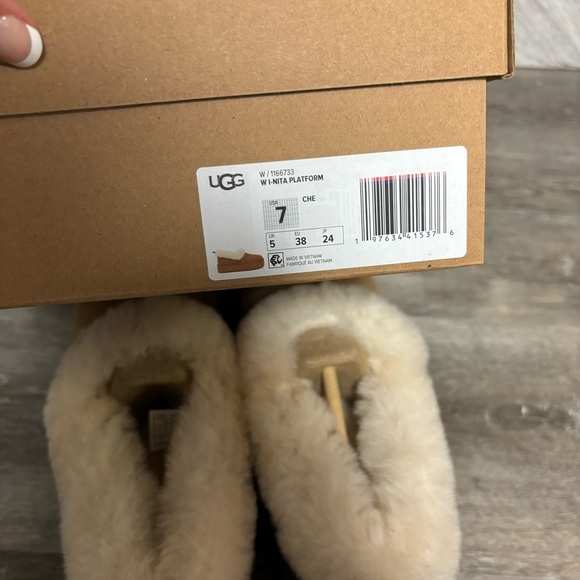 UGG | Nita Platform Ultra Mini Bootie Slippers Chestnut New In Box - Picture 10 of 10